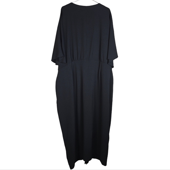 ASOS Design Curve Black Batwing Tie-Front Crepe Midi Dress - Picture 6 of 9